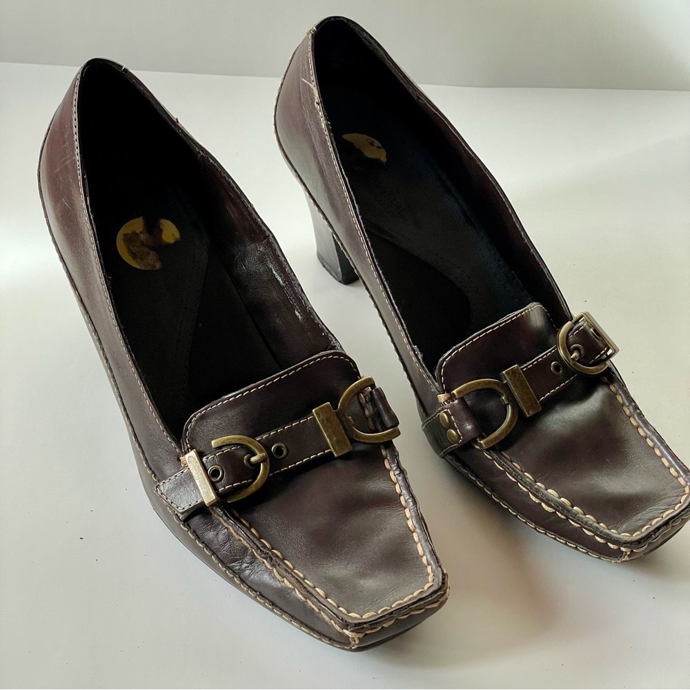 What’s What by Aerosole brown leather high heels.